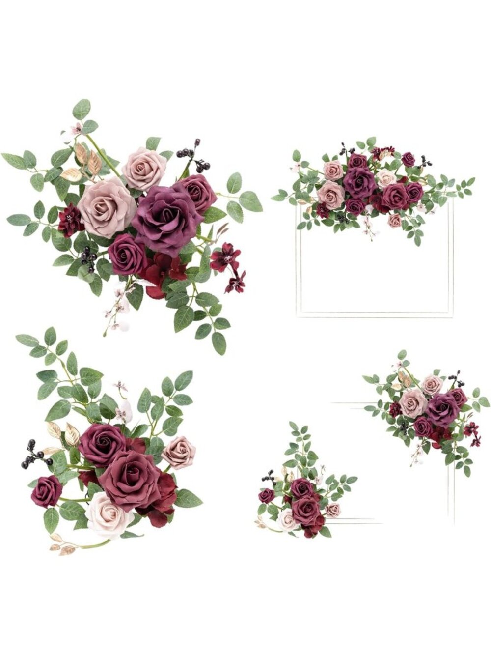2pcs Fall Wedding Floral Swags - Marsala & Blush Decor for Autumn Events